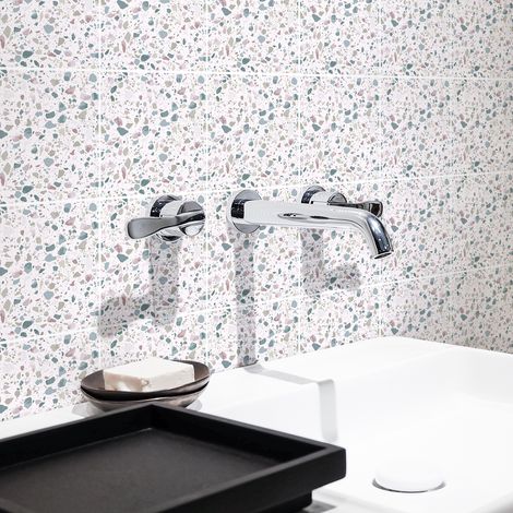 Stickers muraux - Sticker Mural Carrelage adhésif Cuisine Salle de Bain - 9 STICKERS CARRELAGES TERRAZZO ROCCO - 9stickers10x10cm (1/5)