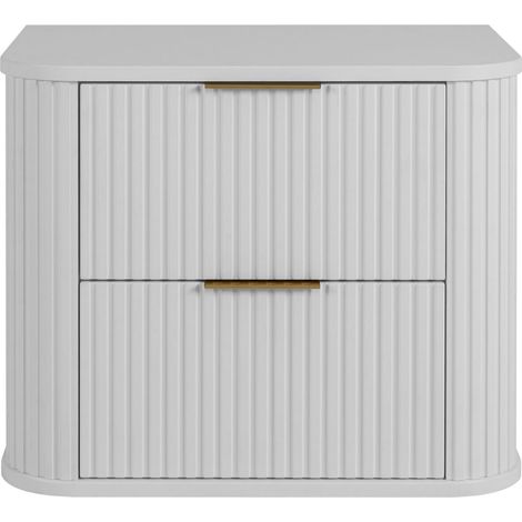 Mobile da bagno a terra con cassetti e piedini in metallo, colore Bianco, maniglia oro, piedini oro, 60 x 41,5 x 66,7 cm (1/5)