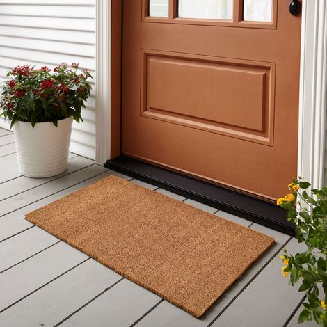 Lot de 10 Paillassons en Fibre de Coco Naturelle Tapis d'Entrée Antidérapant Uni Épaisseur 1,6 cm - PANGIVO (1/4)