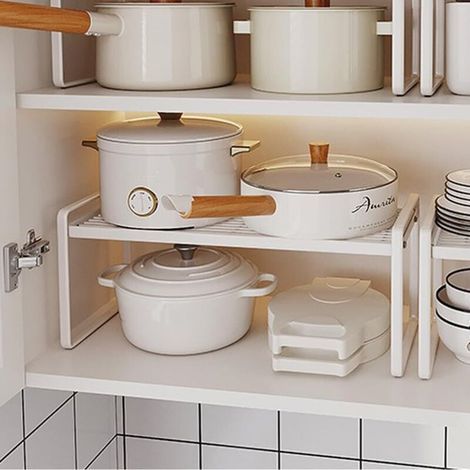 Étagère de Cuisine en métal,Étagère de Rangement avec Tapis antidérapant,Organiseurs de Placards,pour Placard de Cuisine/Salle de Bain/comptoirs/ustensiles. (1/4)