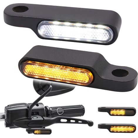 Moto LED Clignotants Guidon Indicateurs Mini Diurne Signal Lumière DRL Feux Jour Circulation Aluminium Ambre Blanc Universel 12V M8 pour Cruiser Chopper Scooter Quad (1/5)