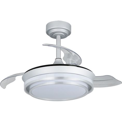 Ventilatore LED con pale retrattili Lander Mini Silver 46W 5520 Lm CCT