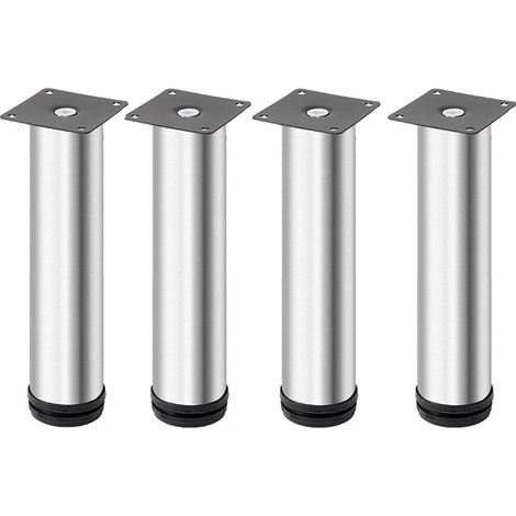 4 patas ajustables para muebles de acero inoxidable, plateadas, 18 cm, patas de mesa de metal, patas para muebles (1/3)