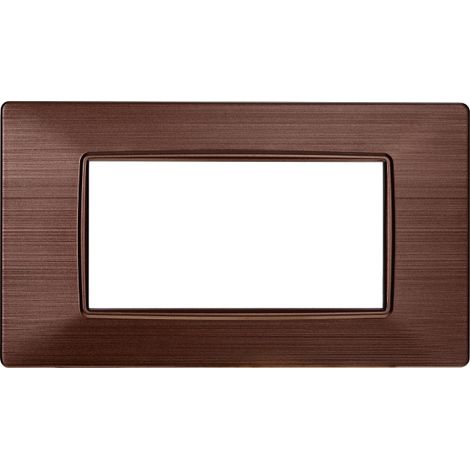 Placca compatibile Vimar Plana 4 moduli plastica colore bronzo satinato Ettroit EV85410