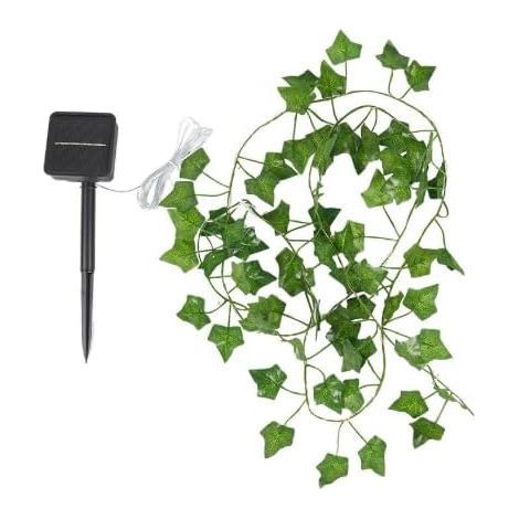 Dekorative Lichterkette mit künstlichen grünen Efeublättern, 2 m, 20 warmweiße LEDs, Timerfunktion, batteriebetrieben, für Hochzeiten, Schlafzimmer und Gärten