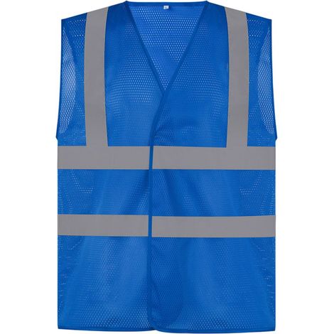 Gilet giallo alta visibilità con rete traspirante YOKO Blu reale XL (1/2)