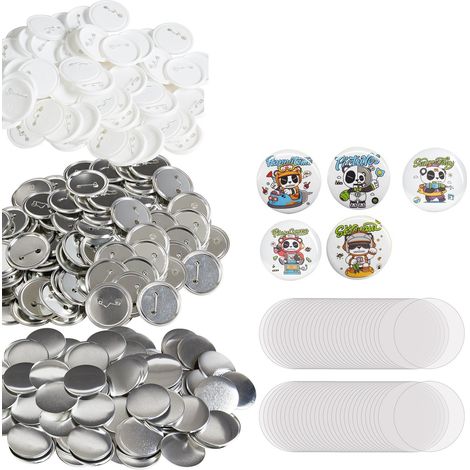 Badge Personnalisé 58 mm 500 Kits de Consommables Badges à Épingles Fournitures pour Fabrication de Badge Rond avec Couvercle Fond Plastique Métallique Papier Film Machine à Badges Non Incluse (1/5)