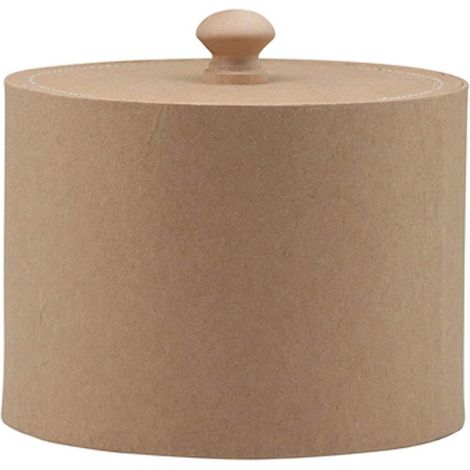 Ronde en Carton de Couleur Naturelle, avec Couvercle, Dimensions : 13,5 x 10 cm-Peut être utilisé comme Cadeau, Rangement ou boîte à Bijoux, Naturel (1/2)
