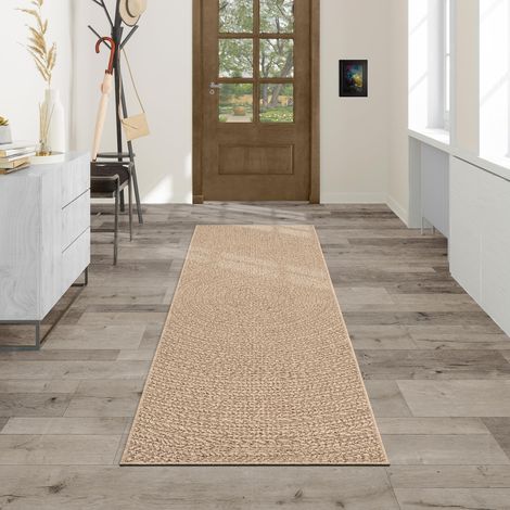 Tapis intérieur Confortable et élégant pour Salon, Chambre ou Couloir, Doux et Chaleureux, Facile à Nettoyer, Style Jute Naturel, également adapté pour l’extérieur, 80 x 250 cm (1/5)