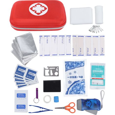 Kit de premiers secours 47 pièces 18 sortes, trousse d'urgence compacte et portable pour maison et extérieur (1/5)