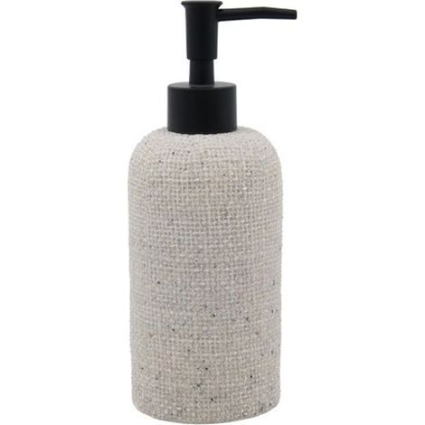 TRADE SHOP - Dispenser Per Sapone Liquido Effetto Tela Juta Con Pompa Nera Accessorio Bagno 87826 -