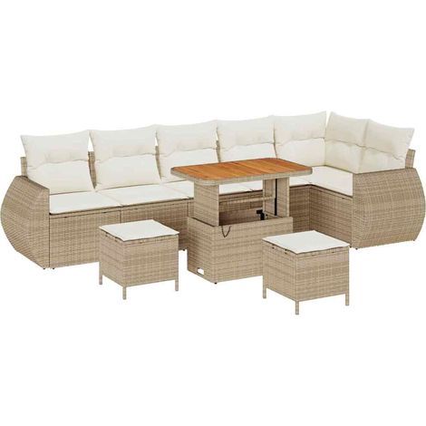 Maison Exclusive - Set Divano da Giardino 9 pz 9-Numero di posti Beige e Crema (1/5)
