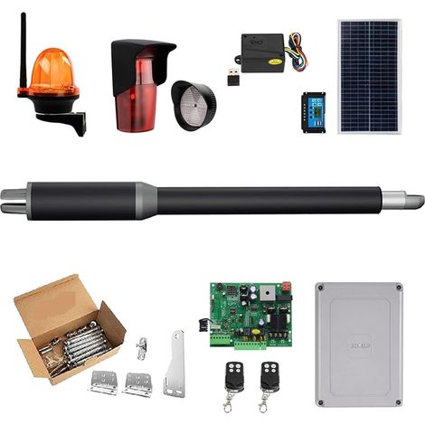 Kit d'ouvre-portes automatiques Ouvre-porte automatique à balançoire simple - 10 pieds de long 450 lbs Ouvre-porte à verrouillage électrique avec contrôle Wifi solaire pour accessoires de portail coul (1/5)