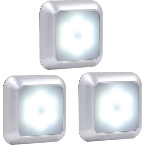 Lampe Détecteur de Mouvement, Lampe de Placard, Veilleuse 6 LED, lumière de nuit pour, Escalier, Cuisine, Penderie (lumière blanche, 3pcs) (1/5)