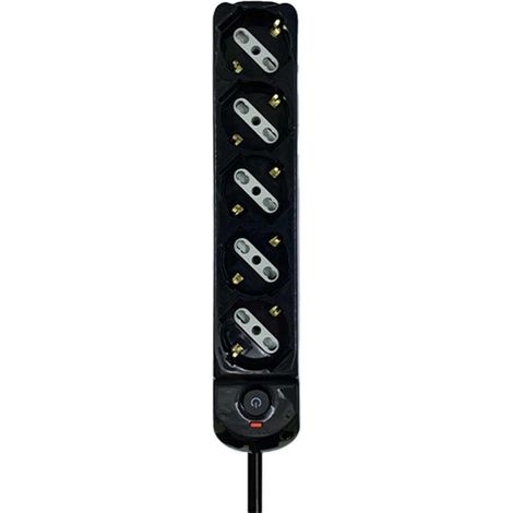 Multipresa Ciabatta Elettrica a 5 Posti 5 Prese Bipasso Schuko 10A/16A con Interruttore e Spina 10A Cavo 1.5 metri Nero (1/2)