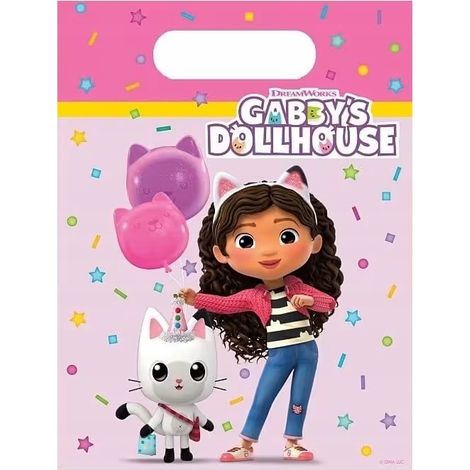 Sacs cadeaux en plastique GABI'S CAT HOUSE Cadeaux d'anniversaire 6 pièces. (1/2)