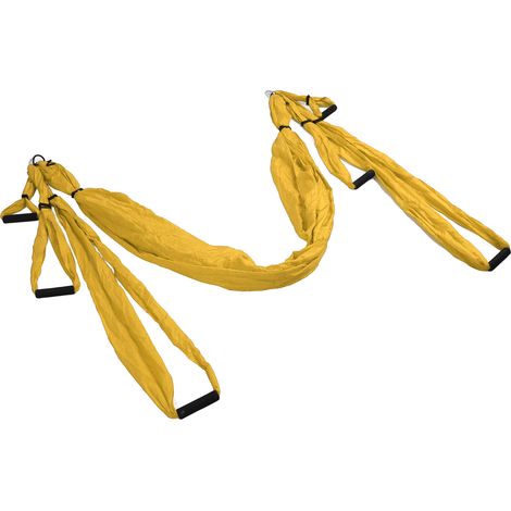 Ensemble de balançoire de yoga aérien en polyester et coton réglable, hamac de yoga pour exercices physiques, jaune (1/5)