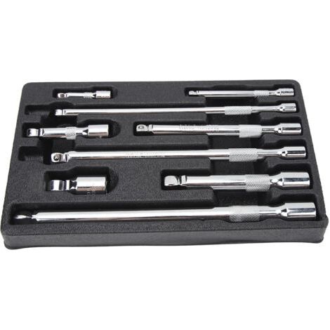 FOREHILL Ensemble de 9 barres d'extension oscillantes avec entraînements 1/4 po, 3/8 po, 1/2 po et plateau de rangement (1/4)