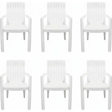Set 6 Sedie da Giardino Peonia con Braccioli per Esterno Peonia 55x60x90 Bianco
