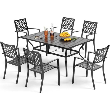 PHI VILLA Gartenmöbel Set 6 Personen Terrasse Essgruppe (1/5)
