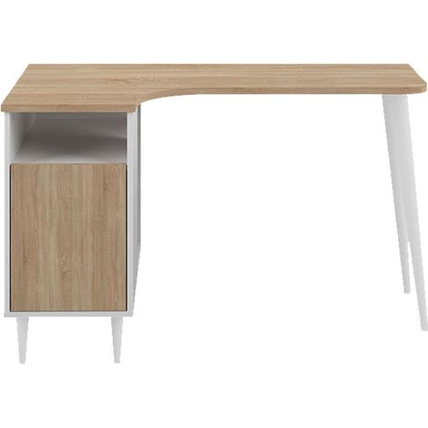 Bureau 1 porte 119,7x76,2x66,9 cm blanc et chêne (1/5)