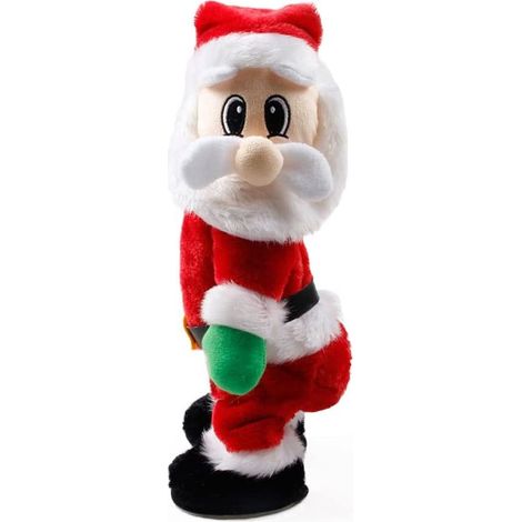 1 Décoration Père Noël électrique, chantant et dansant, textile, 35 cm, pour intérieur et fête (1/5)