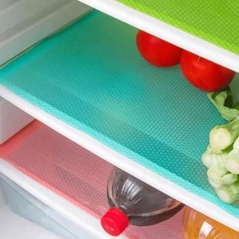 Lot de 4 Bleu Tapis Fraicheur pour Réfrigérateur Anti-bactériens Tapis de Cuisine (1/3)
