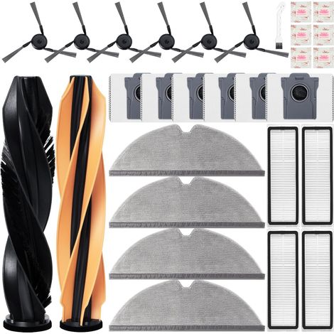 29 Stück Zubehör für Dreame D20 Pro Plus Saugroboter, Ersatzteile mit 1 Paar Hauptbürste, 4 Wischtücher, 4 Filter, 6 Staubbeutel, 6 Seitenbürsten, 6 Flach-Duftstein und 1 Reinigungsbürste (1/5)