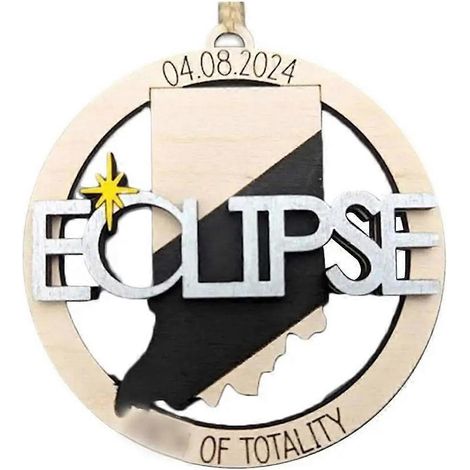 Ornement en bois pour l'éclipse solaire de 2024 - Souvenir d'éclipse (1/5)