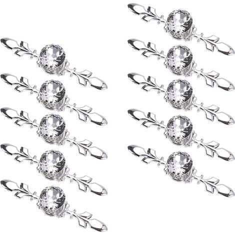 Juego de 10 pomos para cajones, pomos para cómodas, pomos decorativos de cristal con placas de soporte, pomos para puertas de armarios con tornillos para cocina, baño, oficina, decoración, aleación de (1/3)