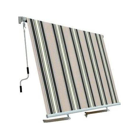 Tenda da sole a caduta con bracci tenda da balcone 2,45 x 2,45 metri verde rigato tenda parasole per balconi