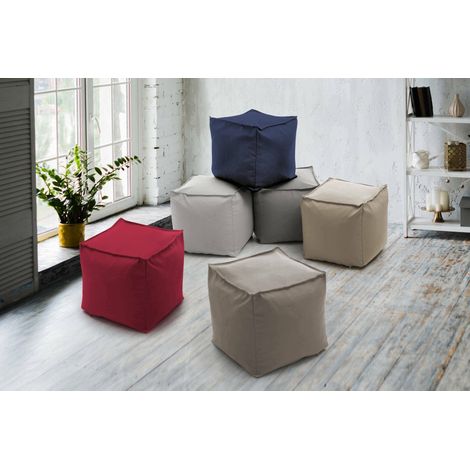 Talamo Italia Puff Annalaura, Puf multifunción, 100% Made in Italy, Sillón relax en tela tapizada, 45x45h45cm, Azul, con embalaje reforzado (1/5)