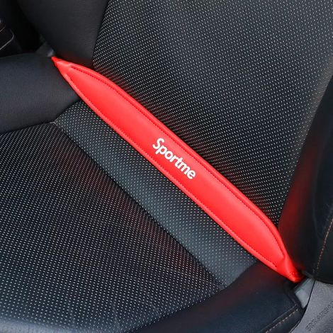 (Rouge avec logo) 1 pièce - Combleur d'espace universel en cuir pour siège auto - Protection anti-poussière - Accessoires pour sièges de véhicule (1/5)