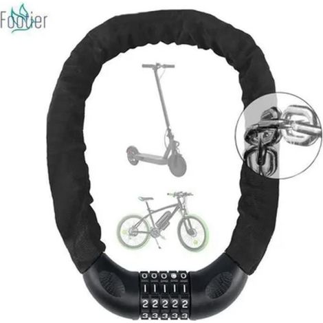 Chaîne Antivol Vélo 100 CM- Chaîne Cadenas Vélo 5 Chiffres Codes pour Vélos électrique/VTT, Motos, trotinette electrique, Portails (1/4)