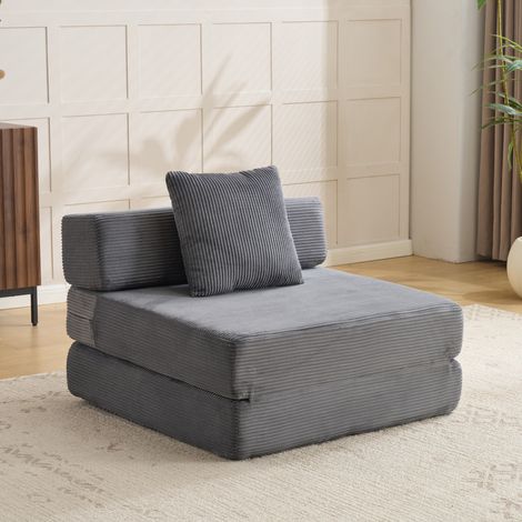 1-Sitzer-Bodensofa in dunkelgrauem Cordvelours OKMYHOME (1/5)