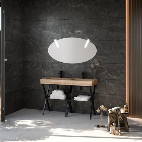 Mueble De Baño De Pie 120Cm 2 Soportes Metálicos Y Lavabo Hpl Diamante (1/5)