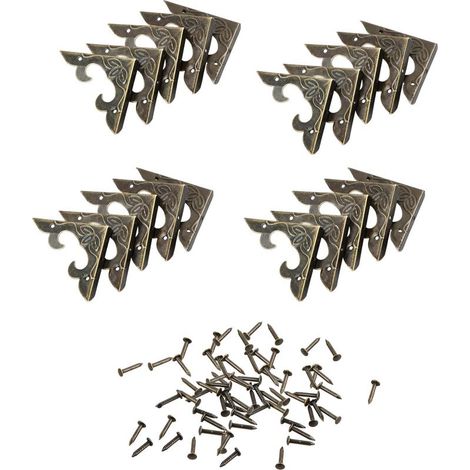 20 Stück Eckenschützer aus Metall, dekorative Eckenschützer im Vintage-Stil für Möbel, Eckenschützer aus Metall für Bücher, inklusive 40 Schrauben für Schmuckkästchen, Schreibtische und Möbel (1/4)