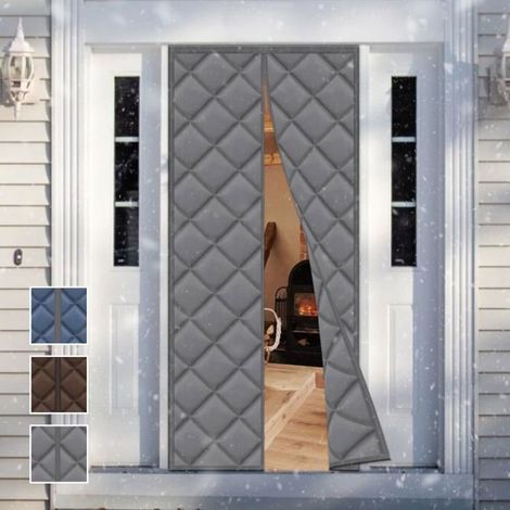 Rideau de protection thermique - HONO - Rideau magnétique 80 x 200 cm - Gris - Oxford - Pour porte d'entrée (1/5)