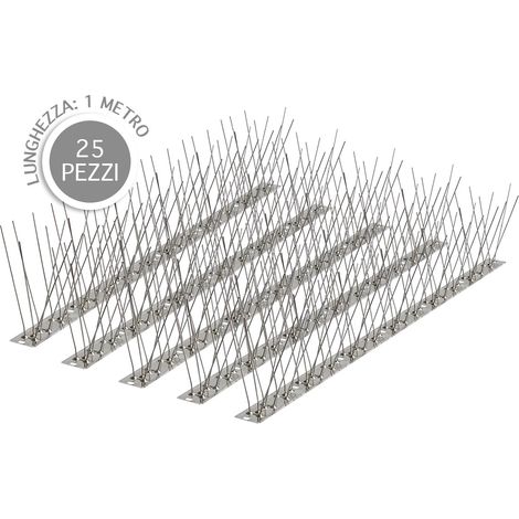 Dissuasori Inox Per Uccelli 25 Pezzi Da 1 Mt Totale 25 Metri 72 Punte Mt Dissuasore Spuntoni Piccioni Colombi Balconi Terrazzi Scaccia Volatili Gatti (1/3)