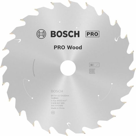 Bosch Akku-Kreissägeblatt Standard for Wood, 173 x 1,5/1 x 20, 24 Zähne, Freiwinkel 10°, Spanwinkel 25°