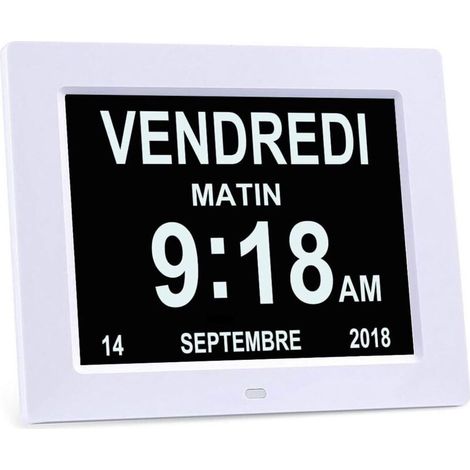 Inch Digital Day Clock Large Screen Wall Alarm Clock (White)
