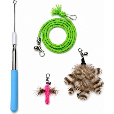 Canne à pêche pour Chat télescopique avec 3 Jouets interchangeables (1/5)