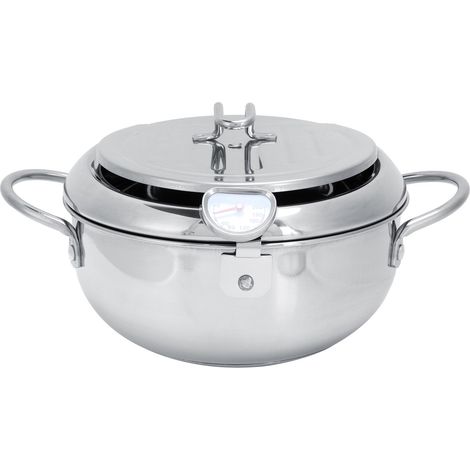 28cm casserole friture japonaise acier inoxydable 201 avec thermomètre et grille filtre à huile (1/5)