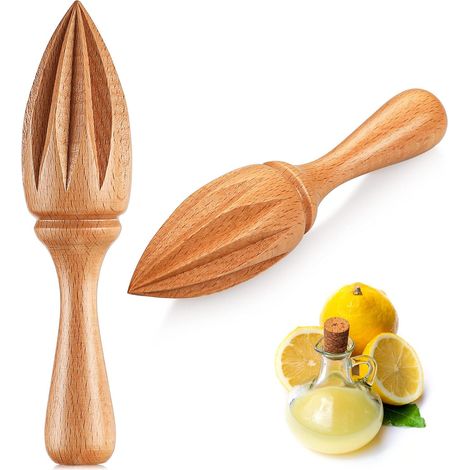Questo spremiagrumi/limoni in legno di faggio, composto da due pezzi, è facile da maneggiare e permette di estrarre manualmente il succo da arance, lime e limoni. È adatto all'uso quotidiano in casa, 