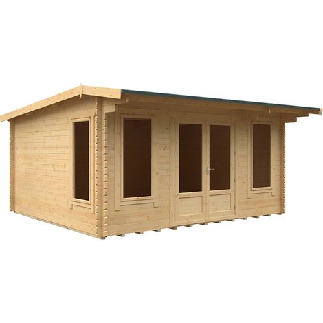16x14 The Jacob 44mm Cabin - L475 x W415 x H247 cm - Solid Wood/Softwood/Pine - Natural