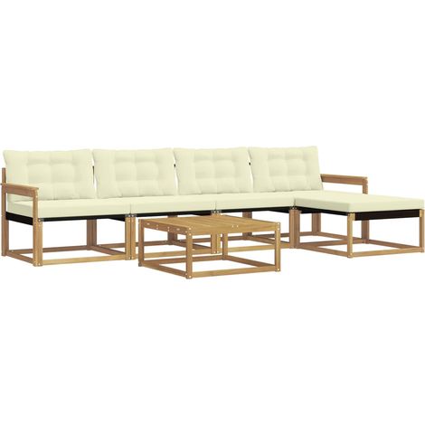 Outdoor-Sofagarnitur 6 pcs Weiß und Creme vidaXL (1/5)
