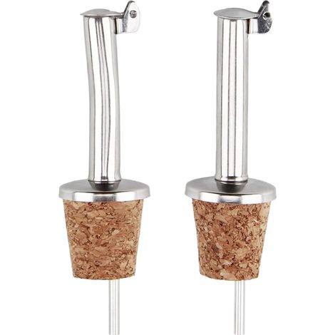 Becs Verseurs, Une Bouche Droite en Liège Naturel et Couvercle Inox, Bec Droit et Courbé, Verseur d’Huile d’Olive, Vinaigre et Spiritueux, Accessoires Cuisine, Bar Restaurant (1/5)