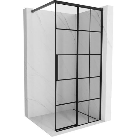 Mexen Rox Duschwand Walk-in rechts 90 x 200 cm, schwarzes Gitter 8 mm, schwarz - 8C2-090-003-70-77-P (1/3)
