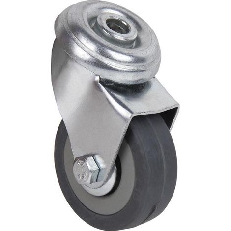 Pack 2 unidades rueda goma gris pasante Ø75x22mm