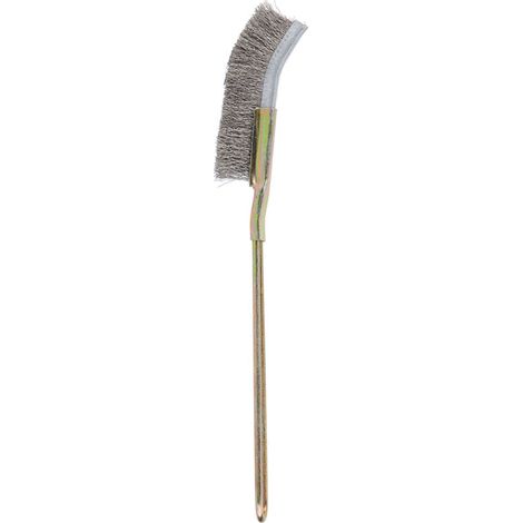 Herramienta de limpieza de jardín en forma de cepillo de acero flexible tipo bonsa con cabezal curvo/recto (cabezal curvo). (1/5)